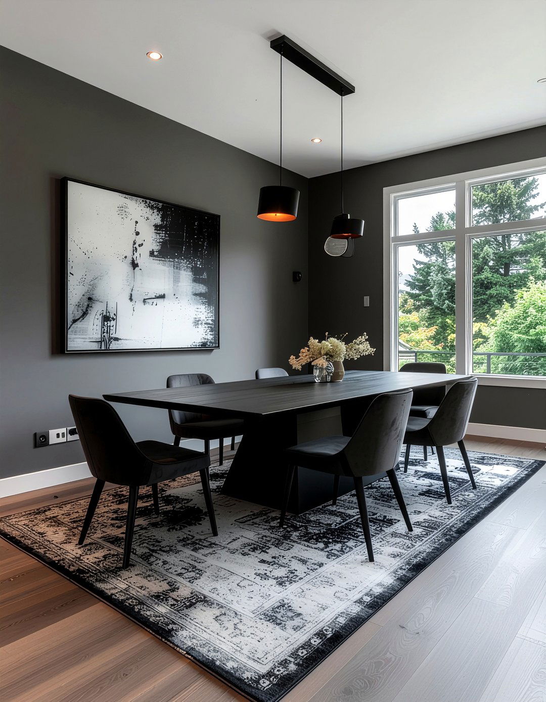Monochrome Dark Dining Room - 30 dark dining room ideas