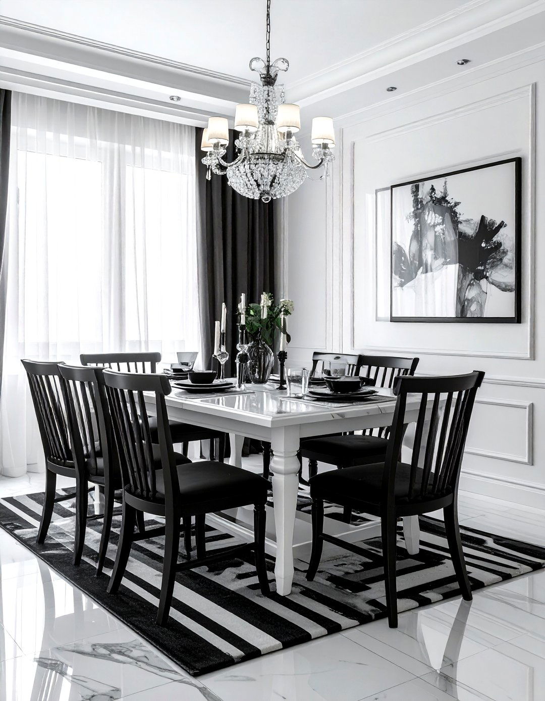 Monochrome Dining Room Set - 30 black and white decor ideas