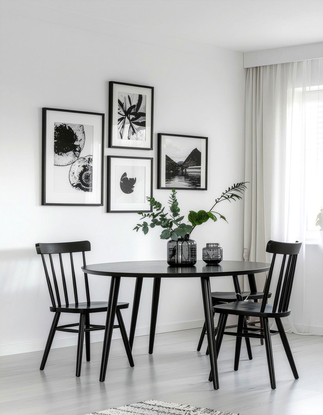 Monochrome Gallery Wall - 30 black and white dining room ideas