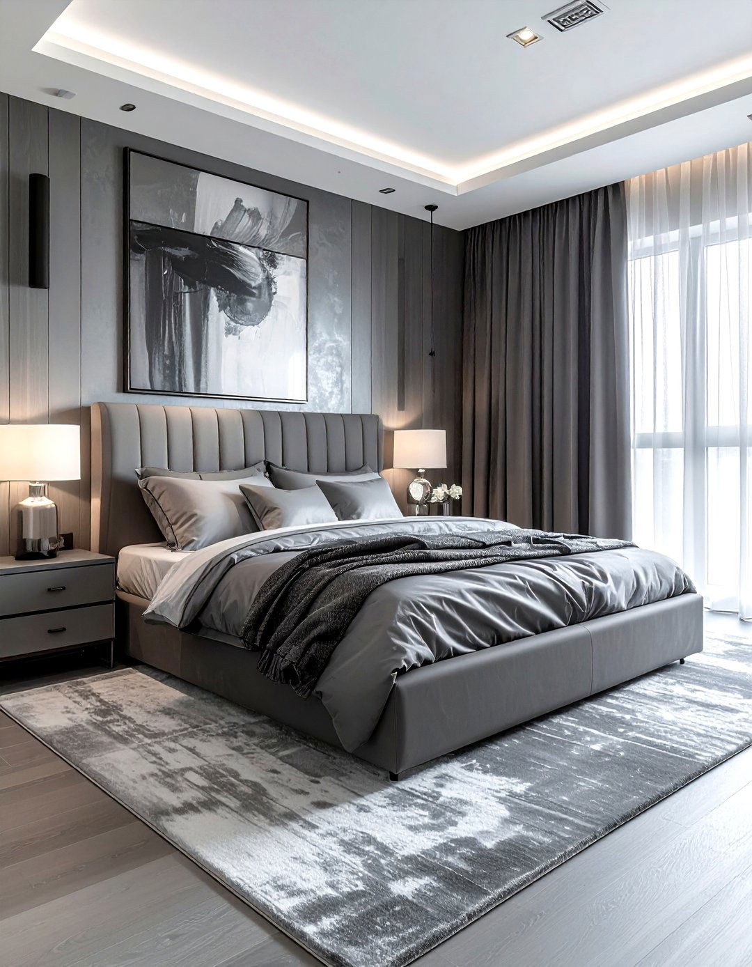 Monochrome Gray Bedroom - 30 modern gray bedroom ideas