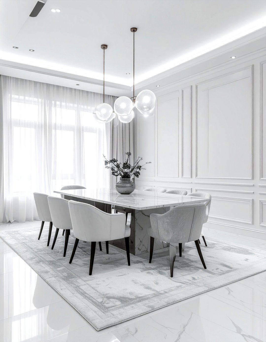 Monochrome High End Dining Room - 30 luxe dining room ideas