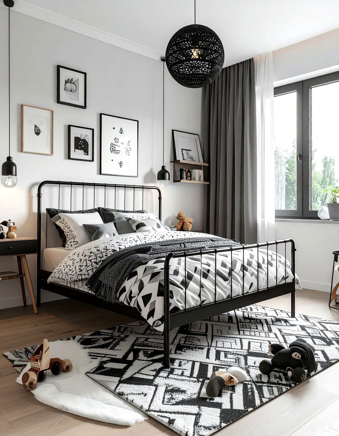 Monochrome Kids Bedroom - 30 Scandinavian home decor ideas