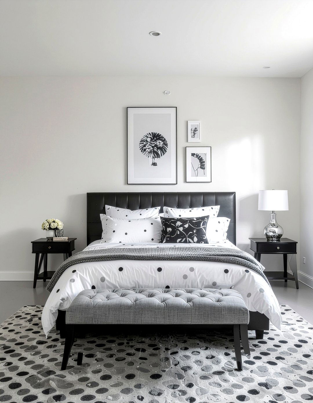 Monochrome Polka Dot Wallpaper - 30 bedroom minimalist wallpapers