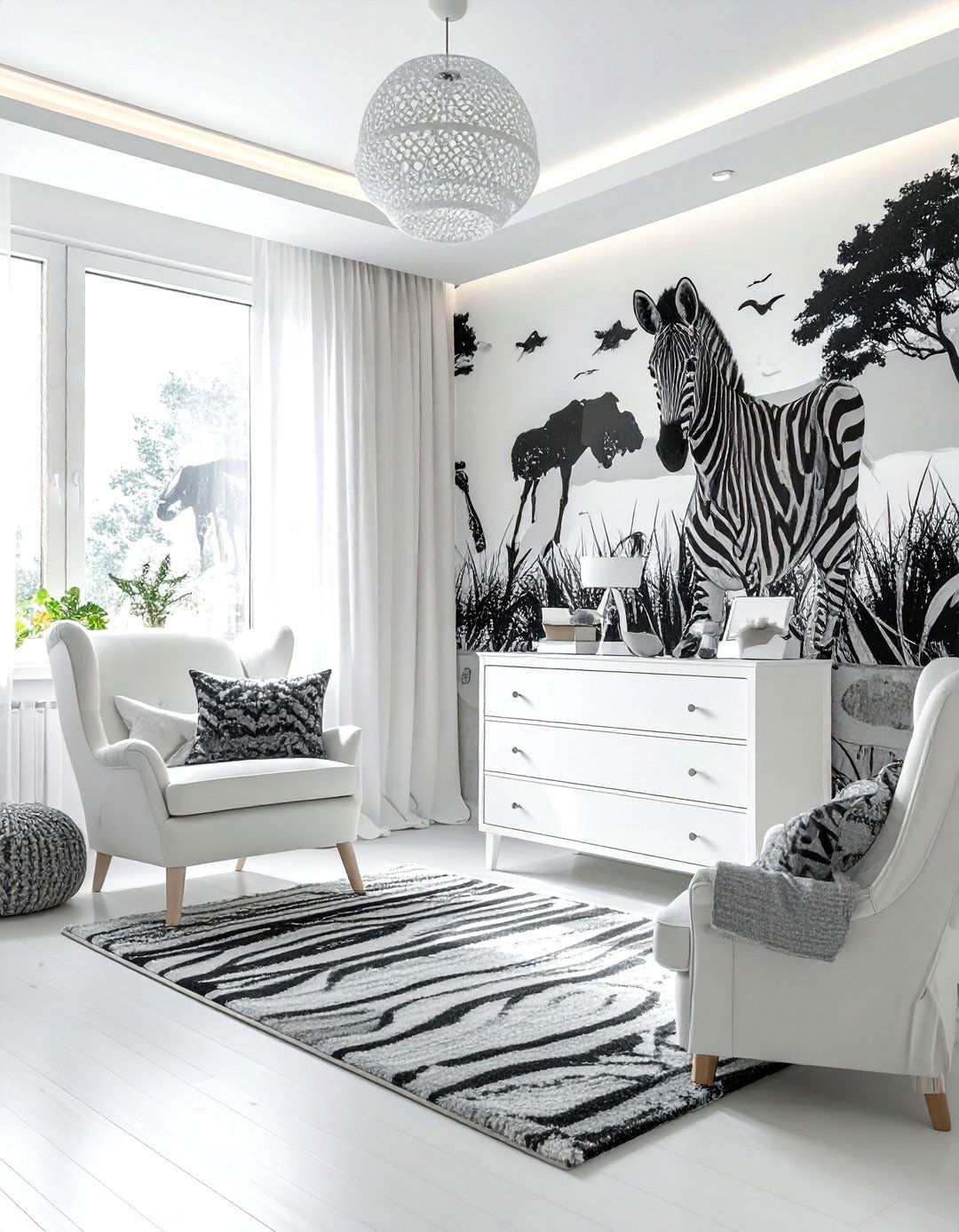 Monochrome Safari Nursery - 30 safari decor ideas
