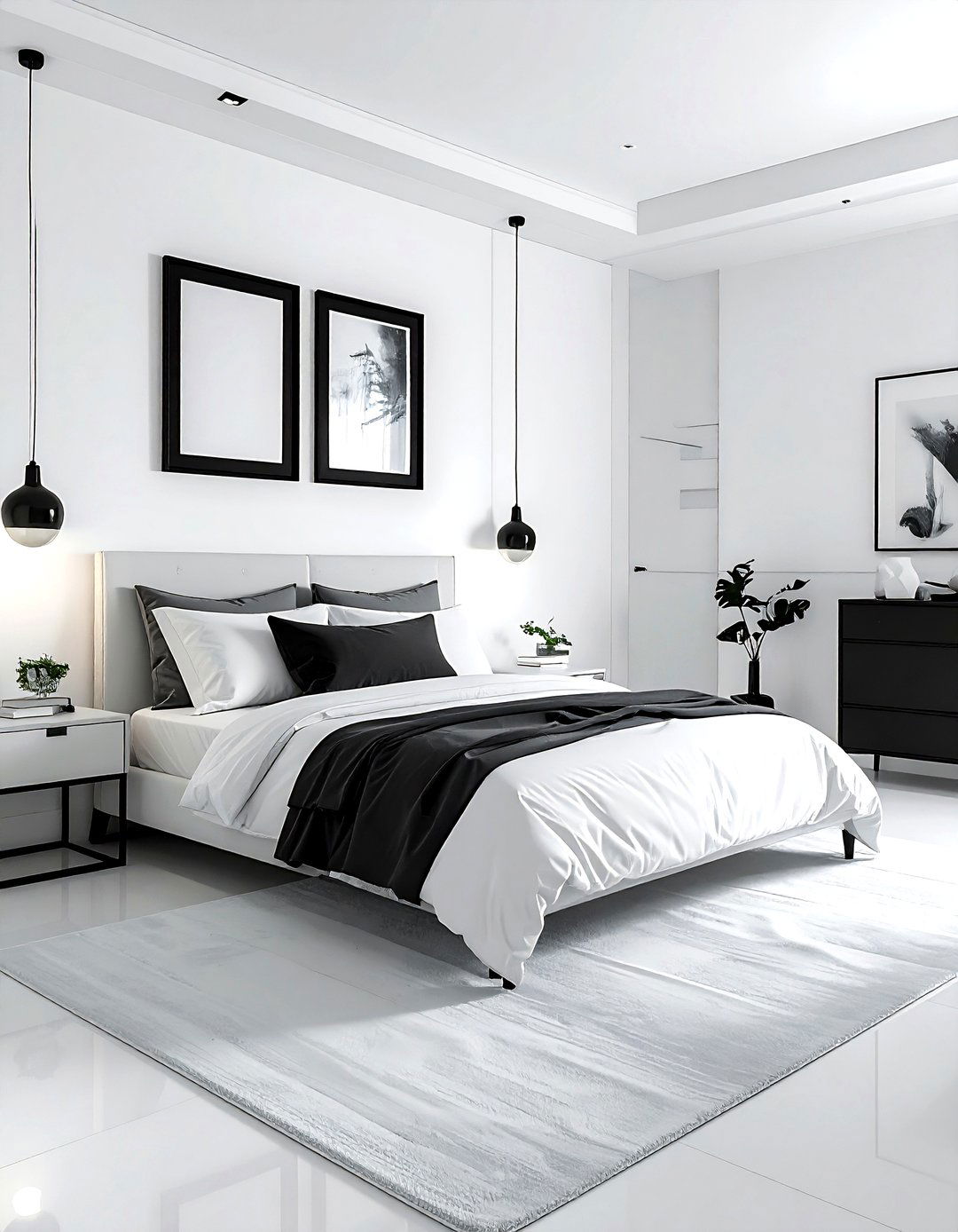 Monochrome White Bedroom - 30 minimalist white bedroom ideas