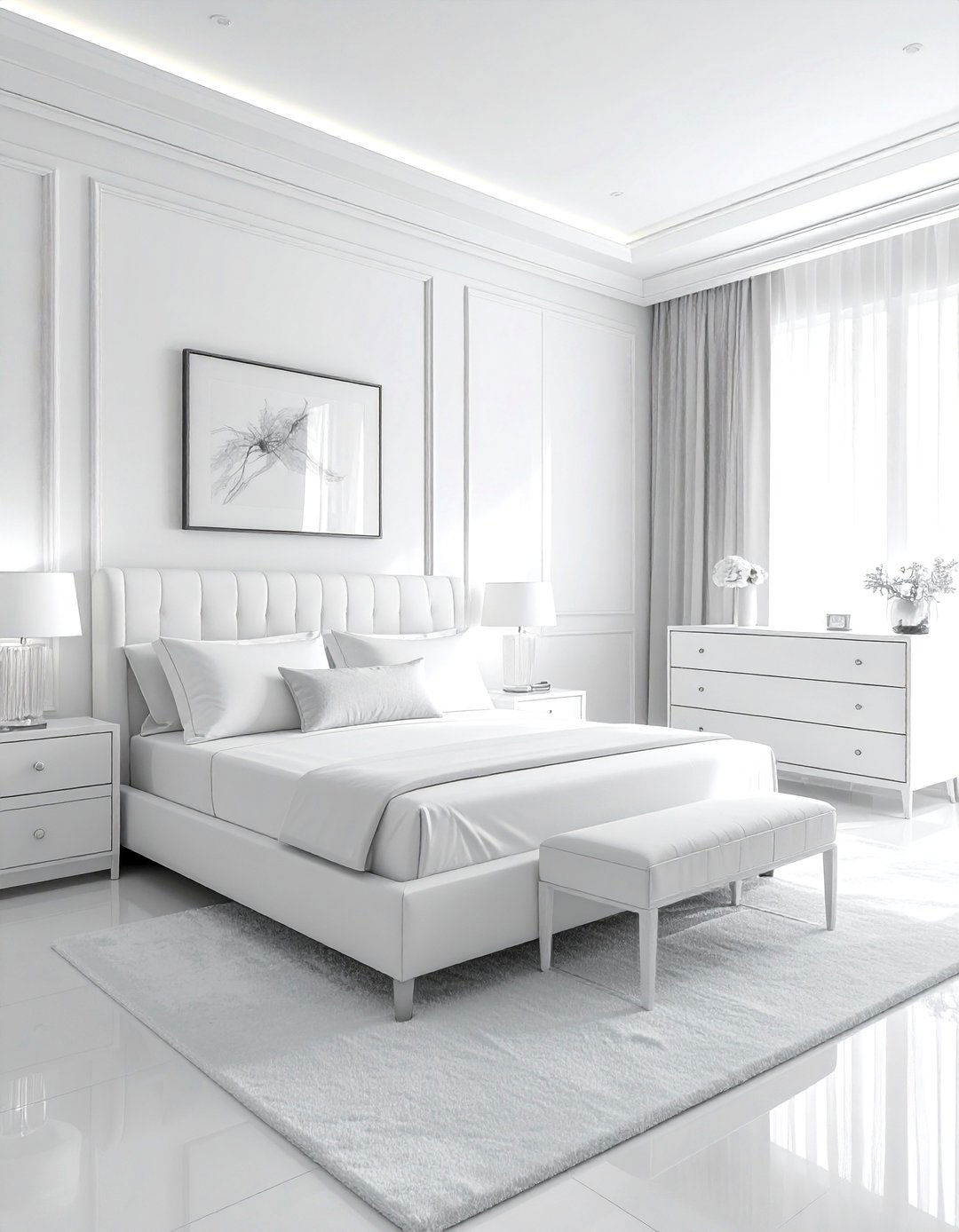 Monochrome White Bedroom - 30 white bedroom furniture ideas