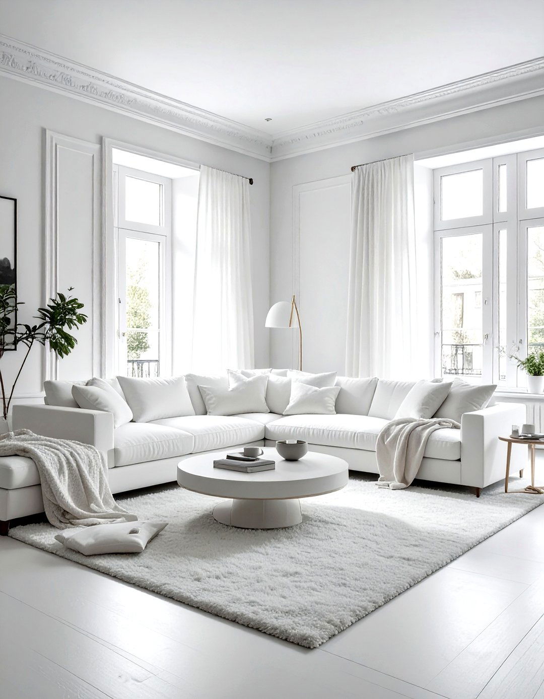 Monochrome White Living Room - 30 white living room design ideas