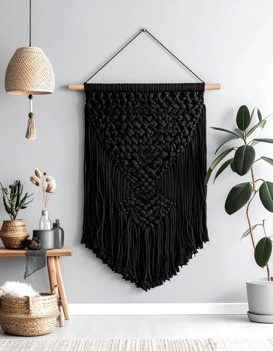 Monochrome Woven Decor - 30 woven wall hanging ideas