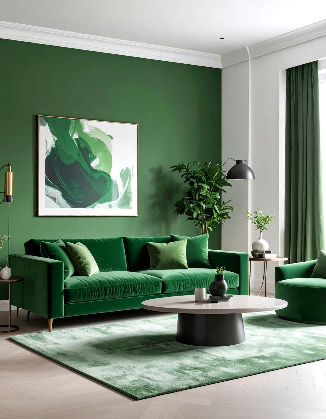 Monochrome green living room - 30 contemporary green living room ideas