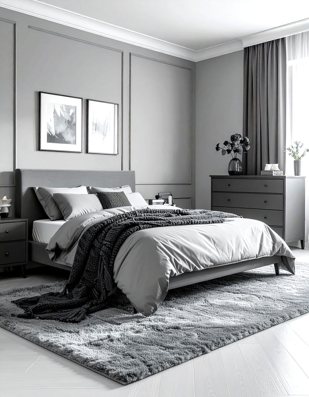 Monochrome grey bedroom - 30 modern grey bedroom ideas