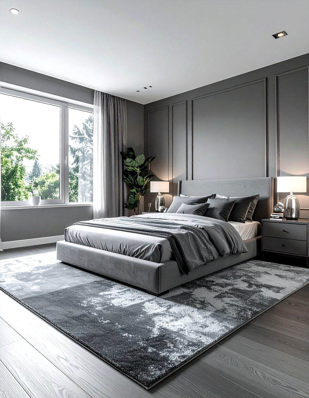 Monochrome grey bedroom - 30 grey bedroom design ideas