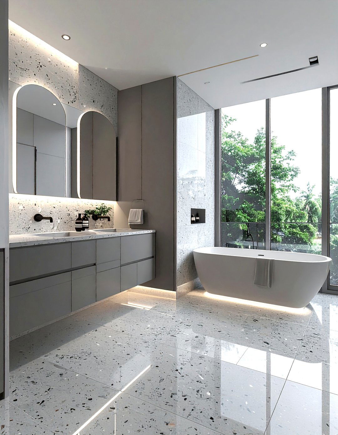 Monochrome terrazzo bathroom - 30 terrazzo tile bathroom ideas