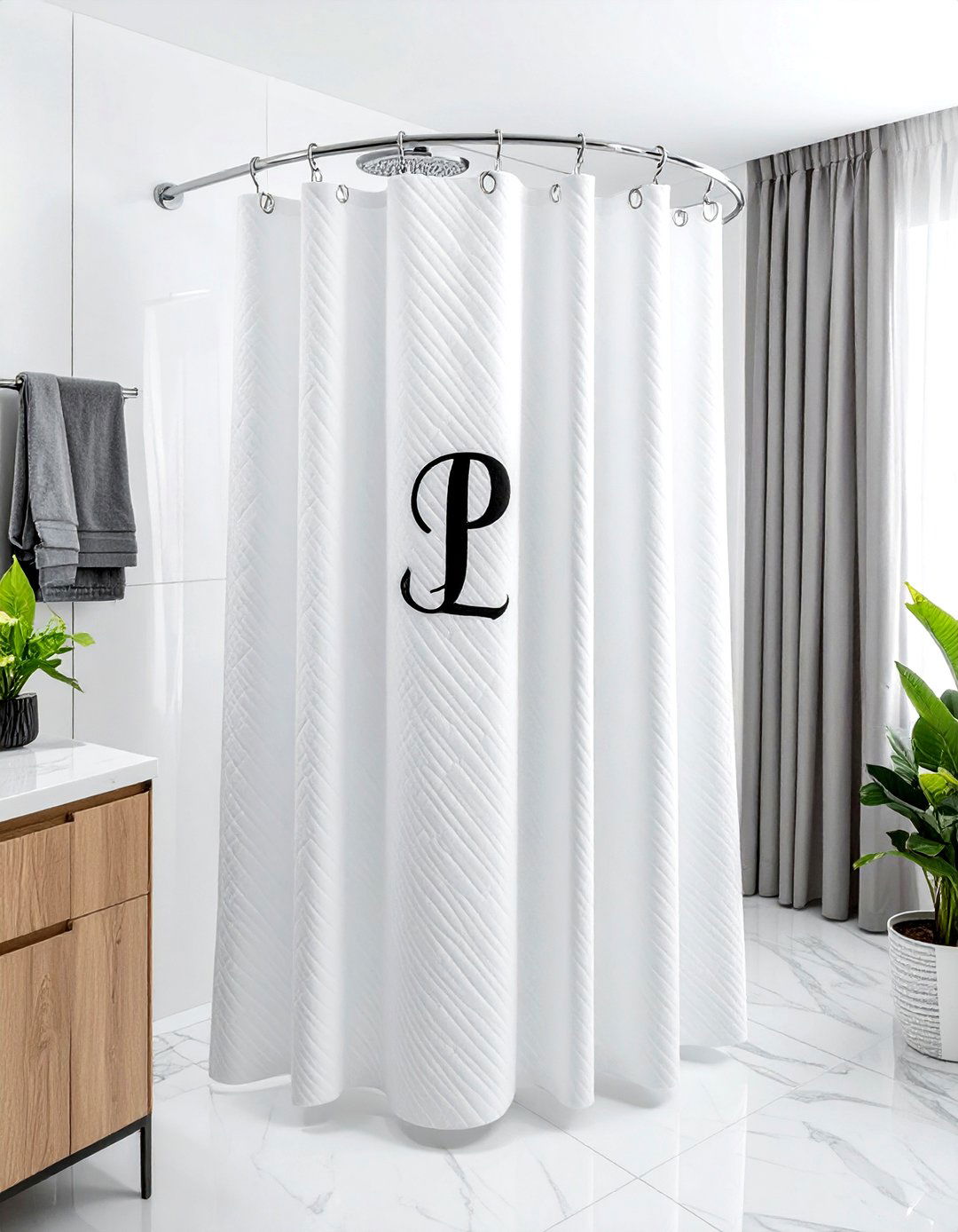 Monogrammed Shower Curtain - 30 monogrammed decor ideas
