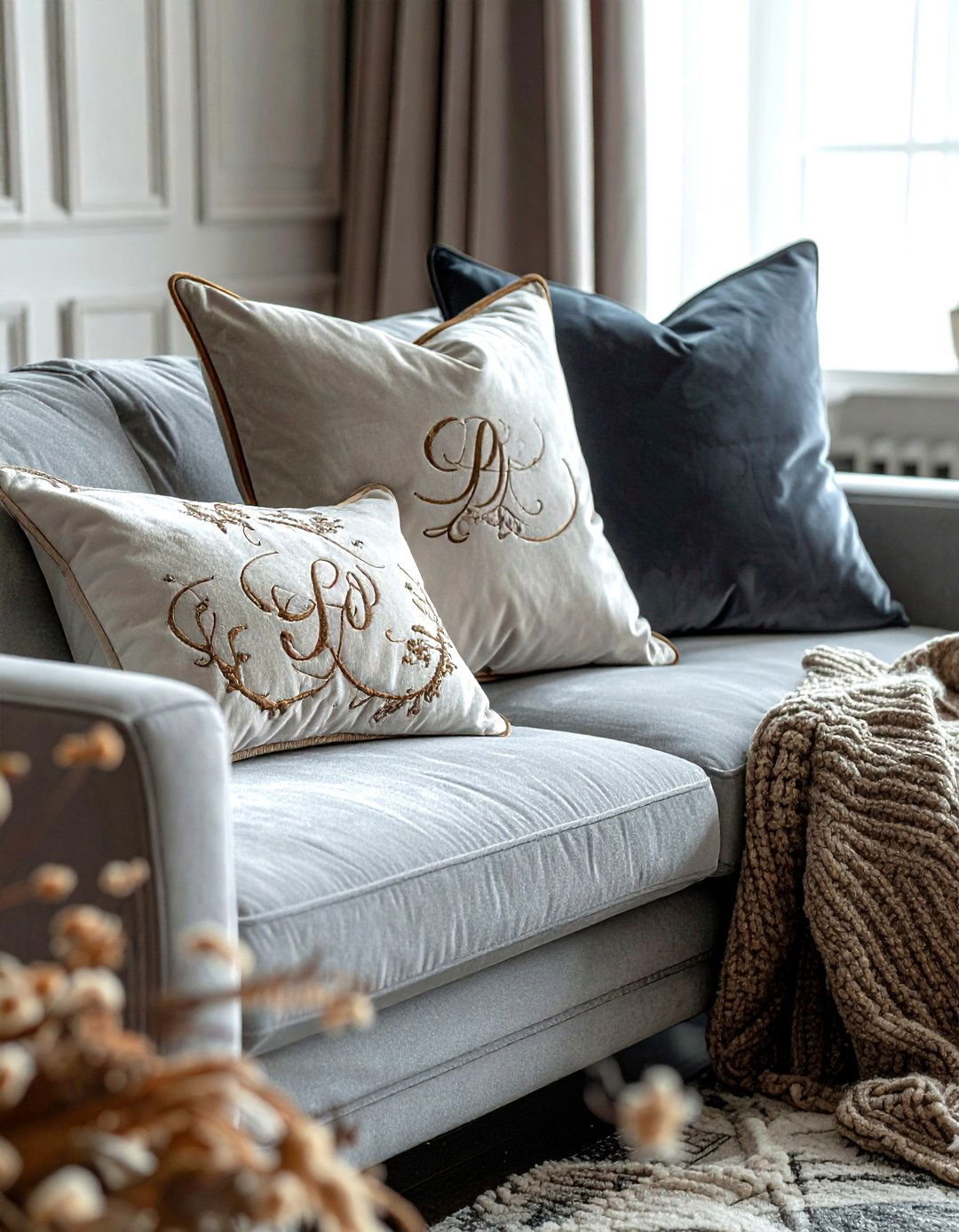 Monogrammed Throw Pillows - 30 custom decor ideas