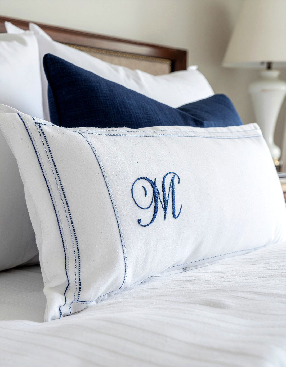 Monogrammed bed pillow - 30 bedroom decorative pillows