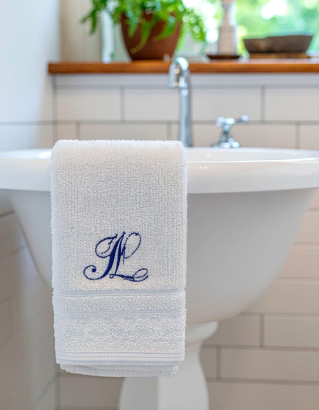 Monogrammed hand towels - 30 bathroom towel ideas