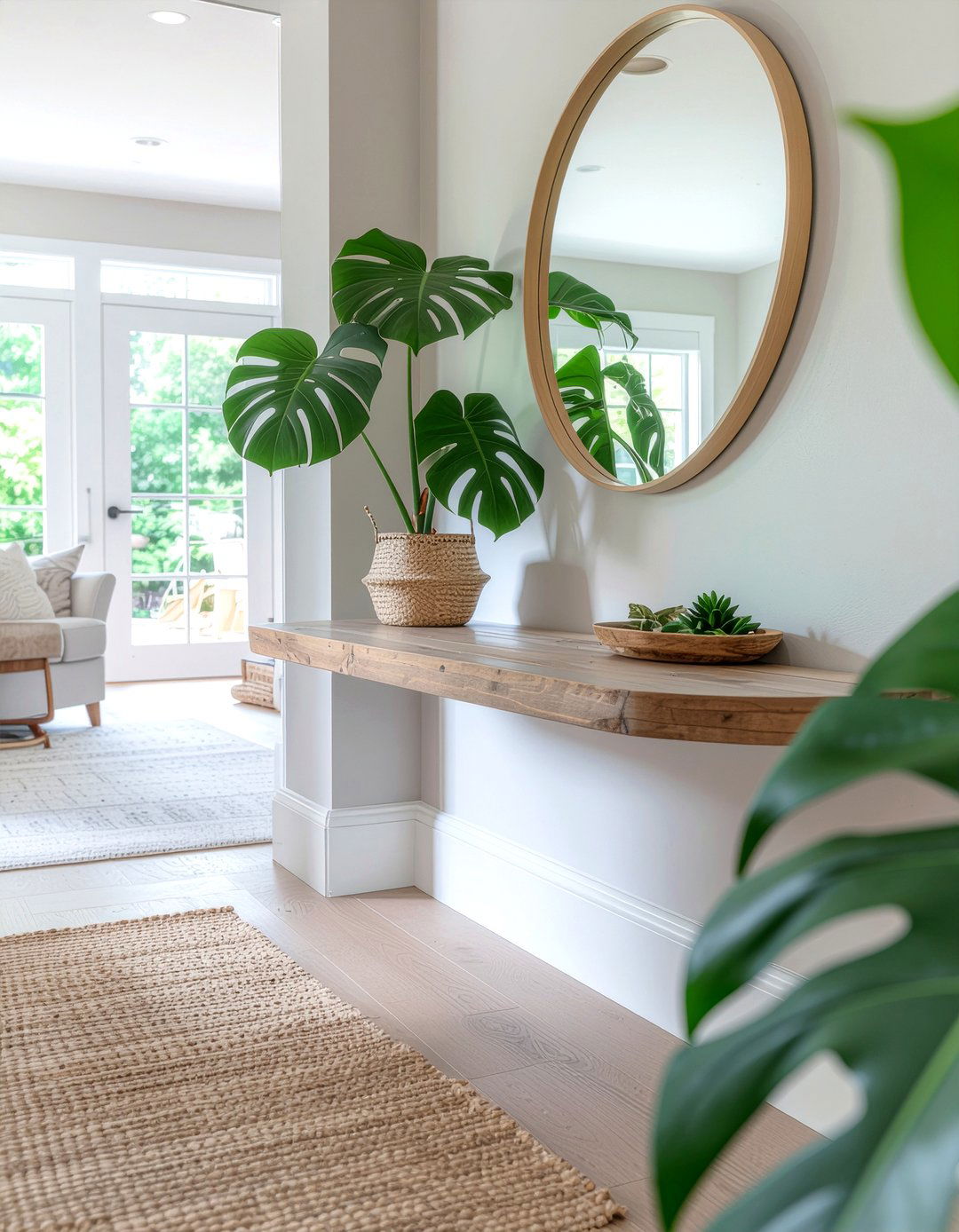 Monstera Deliciosa Entryway Decor - 30 living room monstera ideas