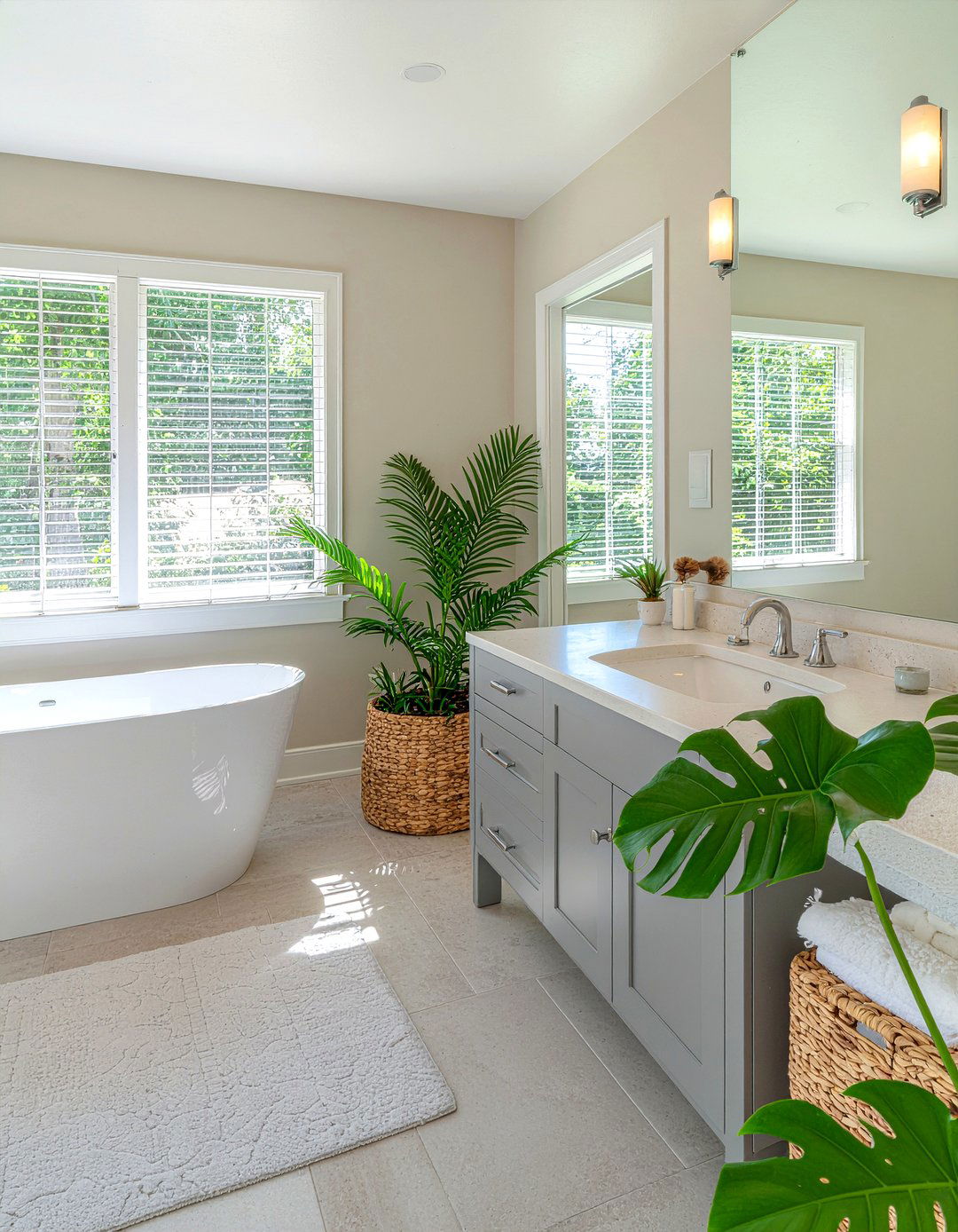Monstera Leaf Decor - 30 jungle bathroom ideas