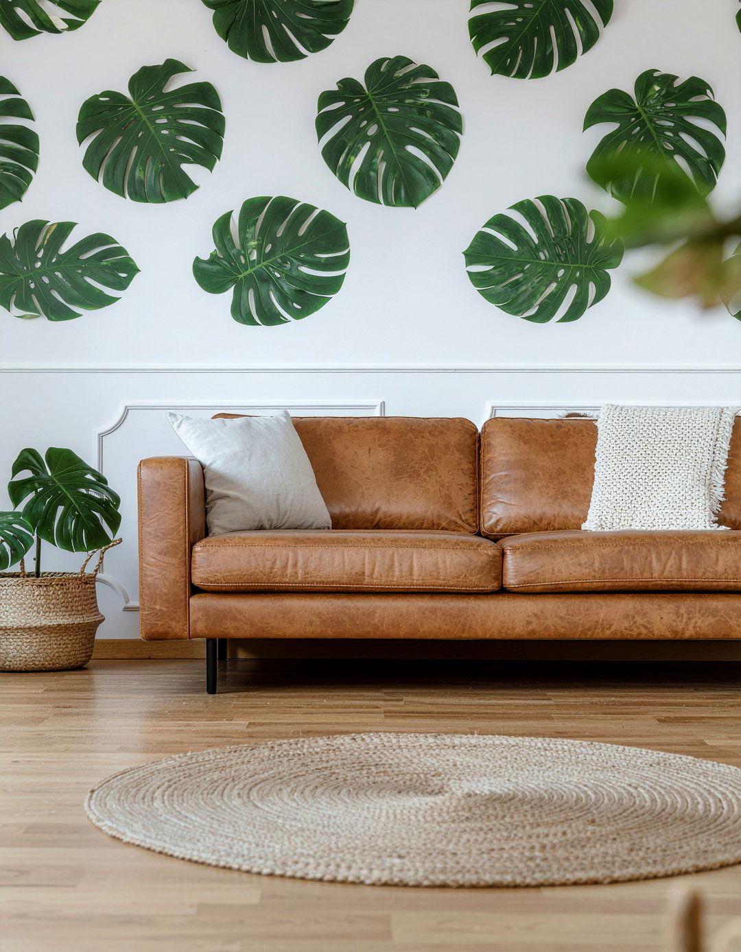 Monstera Leaf Wallpaper - 30 living room tropical wallpapers