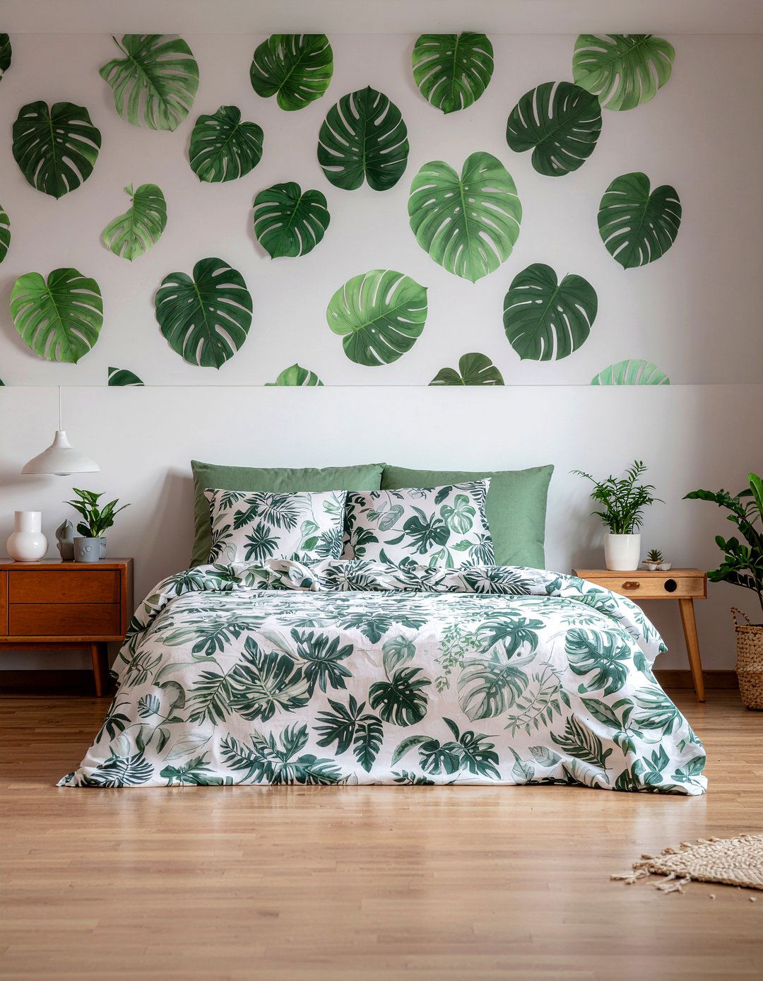 Monstera Leaf Wallpaper - 30 bedroom tropical wallpapers