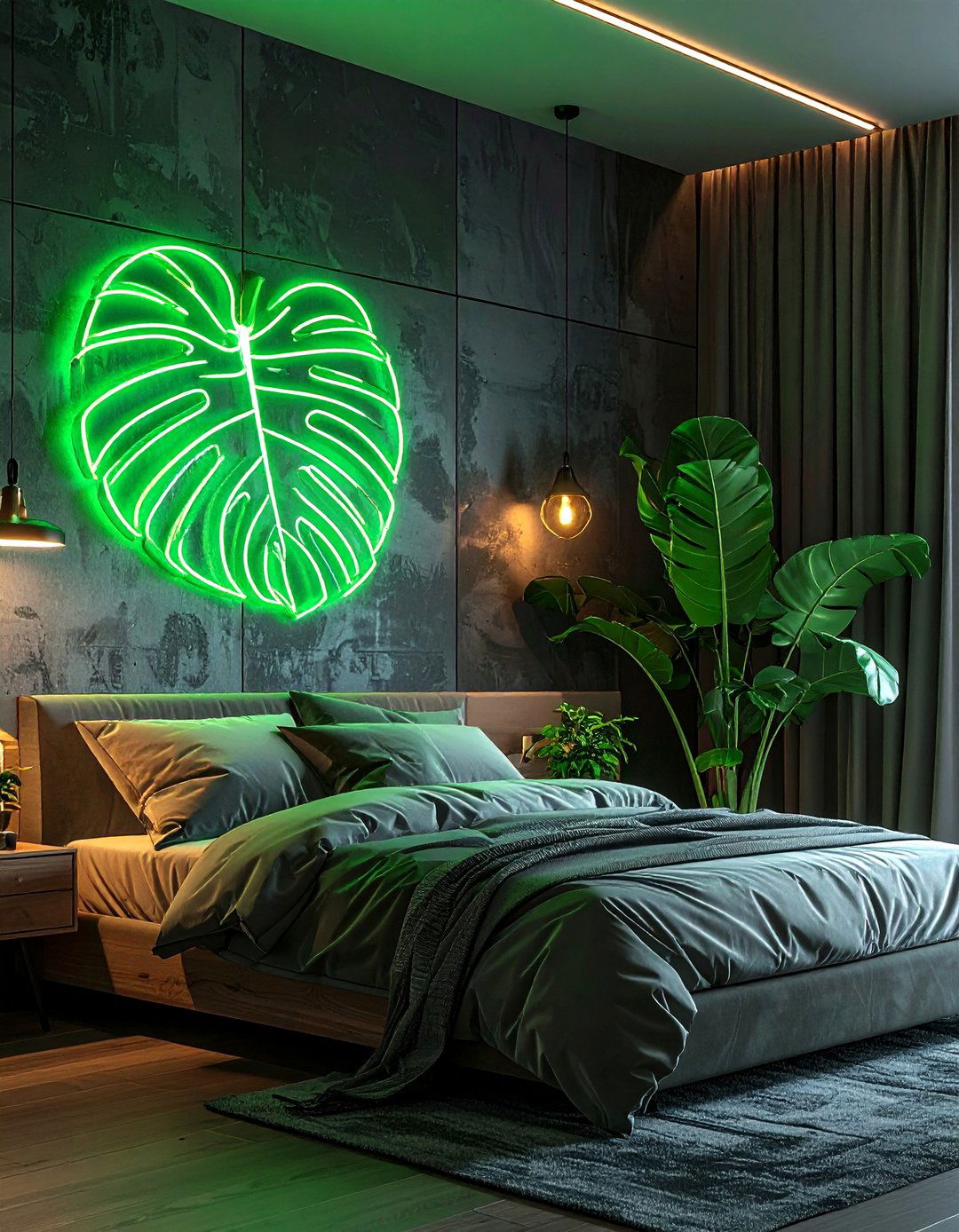 Monstera Neon Sign - 30 monstera decor ideas