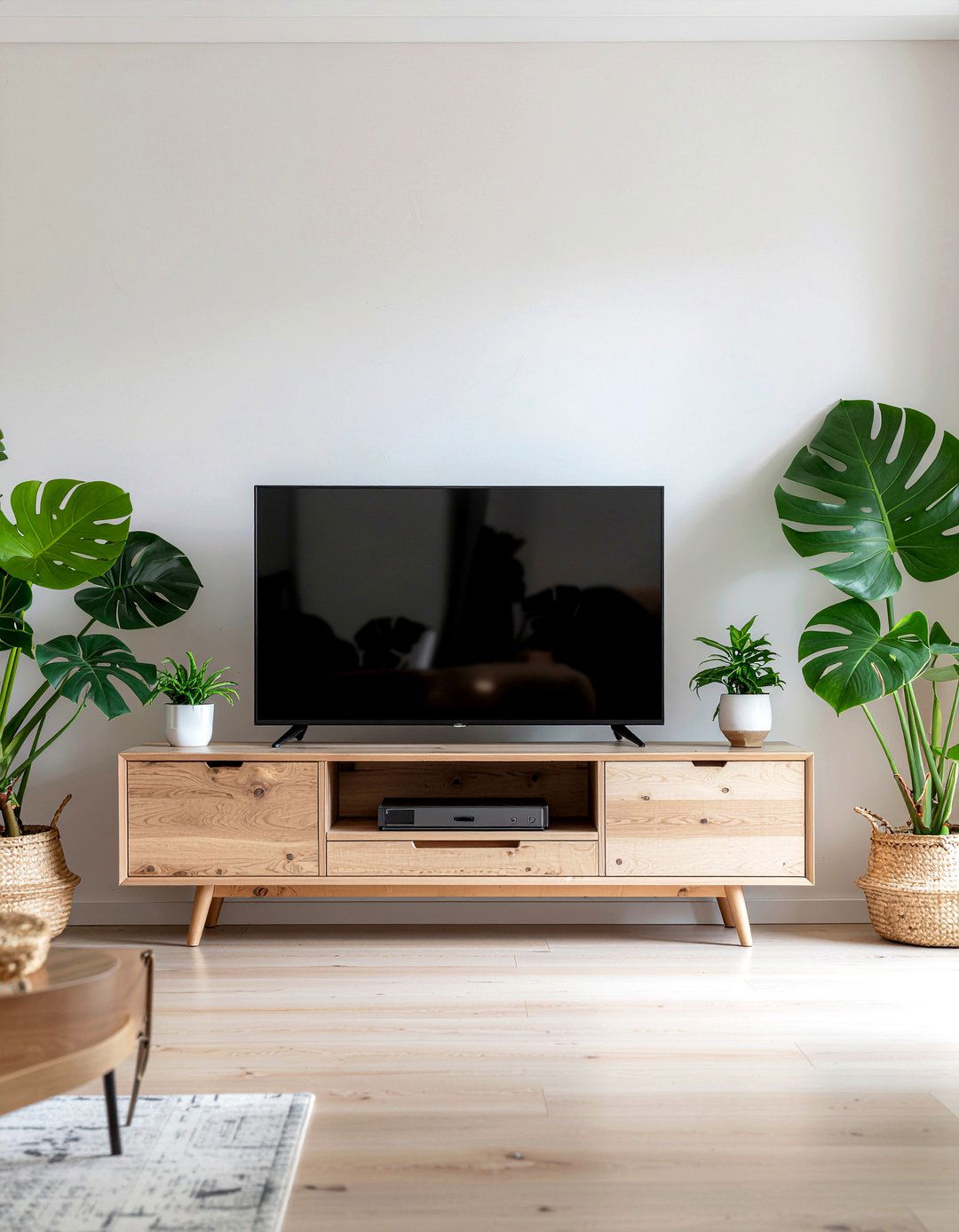 Monstera Plant Near TV Stand - 30 living room monstera ideas