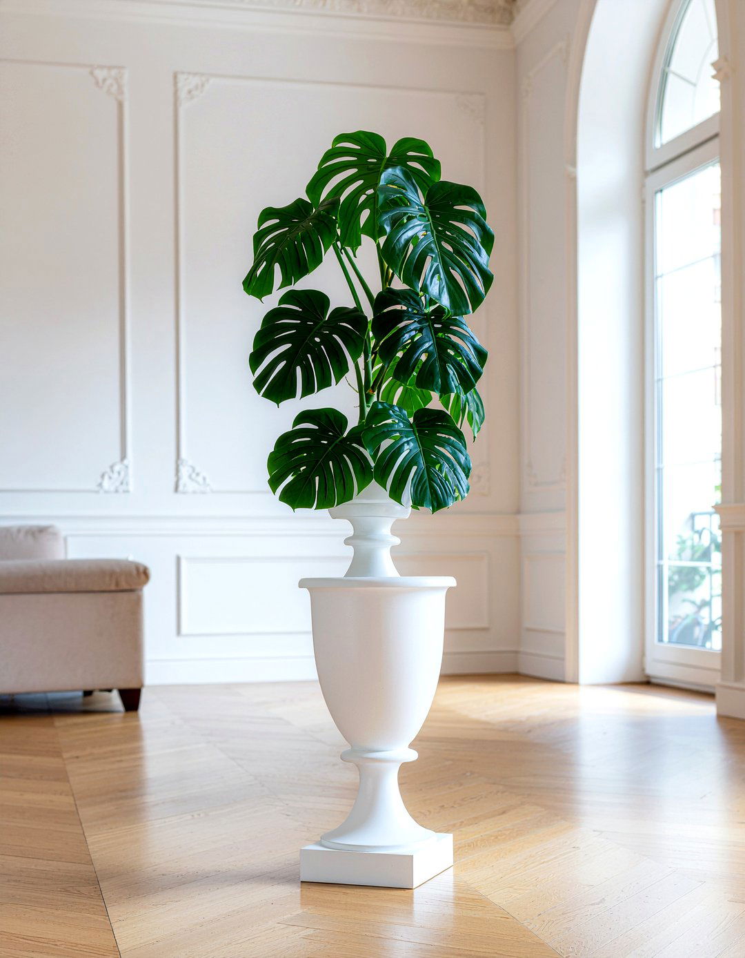 Monstera Plant Pedestal Stand - 30 living room monstera ideas