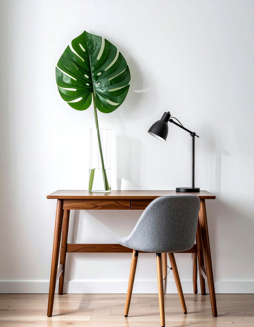 Monstera leaf in clear cylinder - 30 vase arrangement ideas