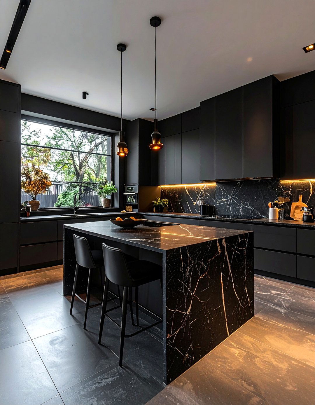 Moody Black Kitchen - 30 black kitchen furniture ideas