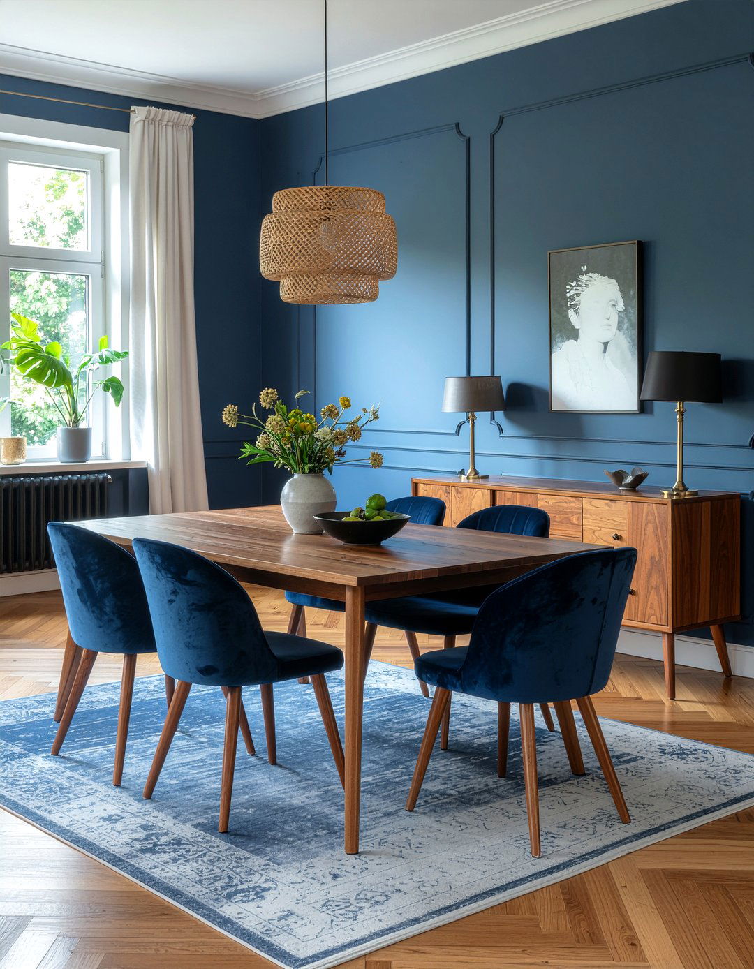 Moody Blue Paint - 30 romantic dining room ideas