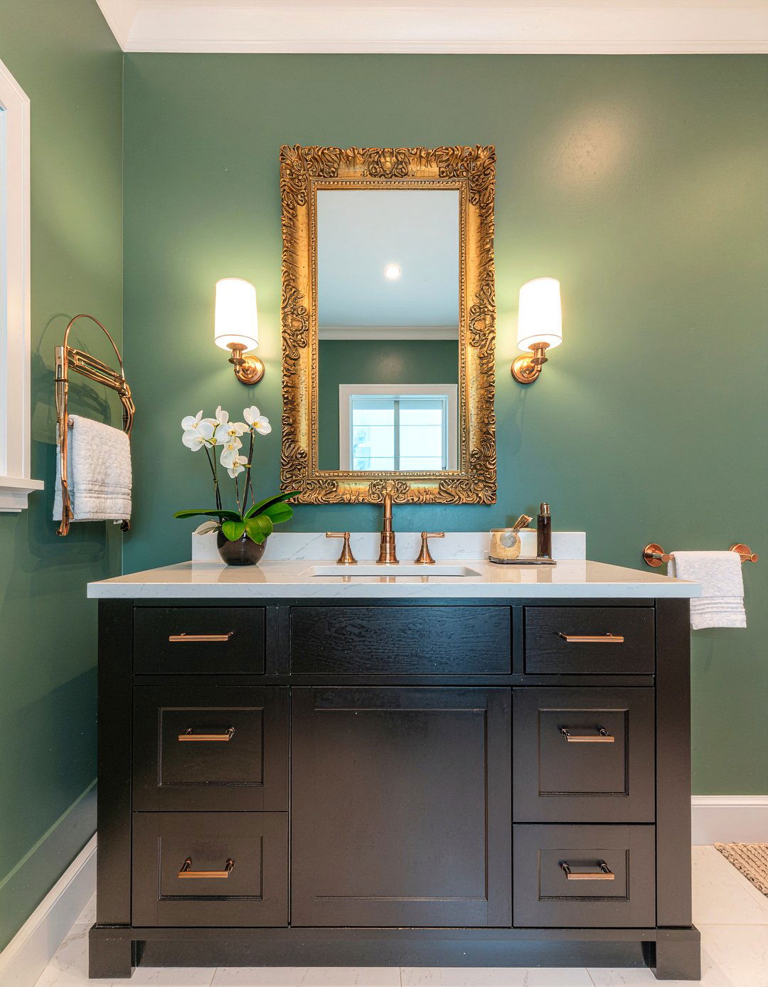 Moody Dark Green Bathroom - 30 half bathroom ideas