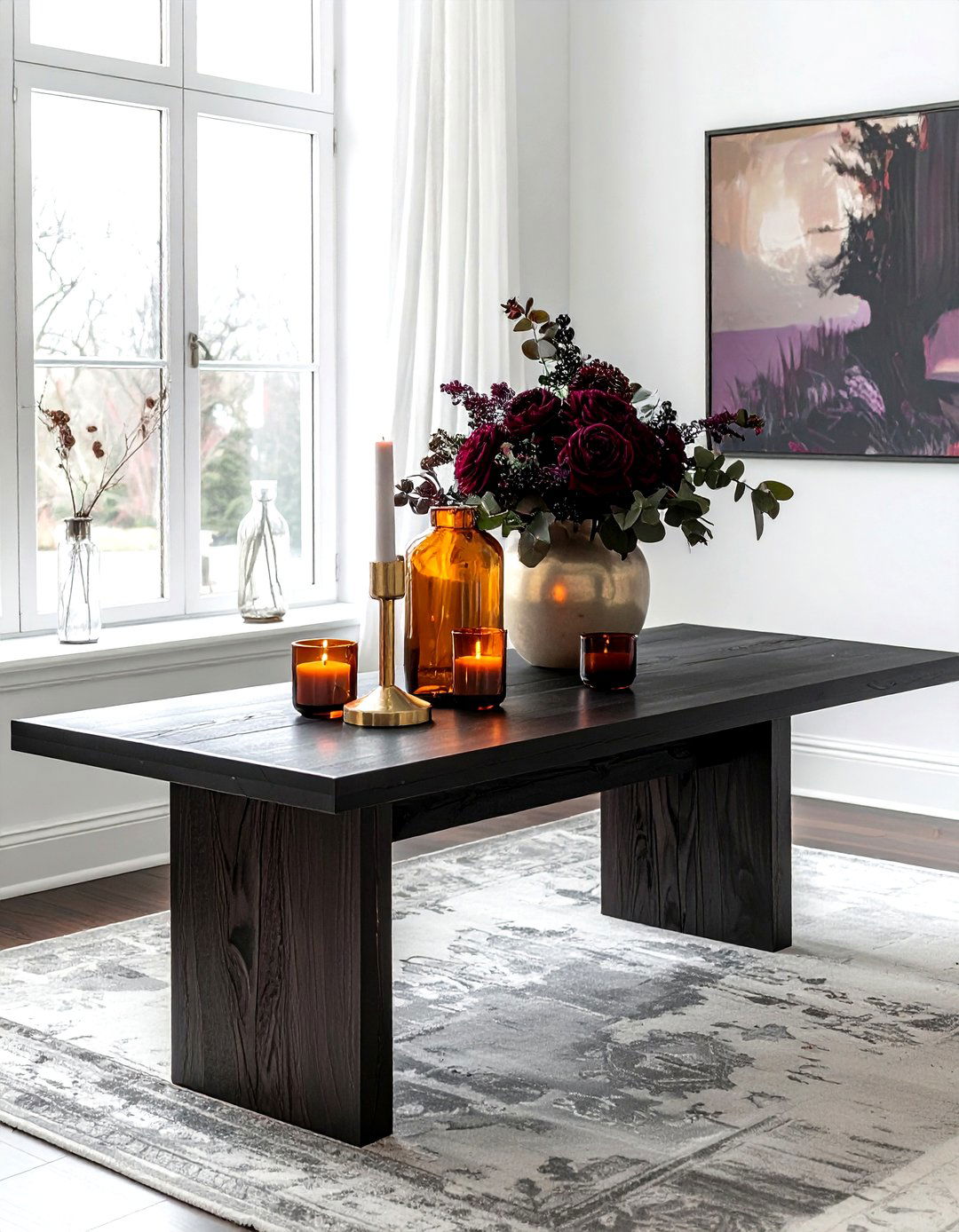 Moody Dark Table - 30 living room tablescape ideas
