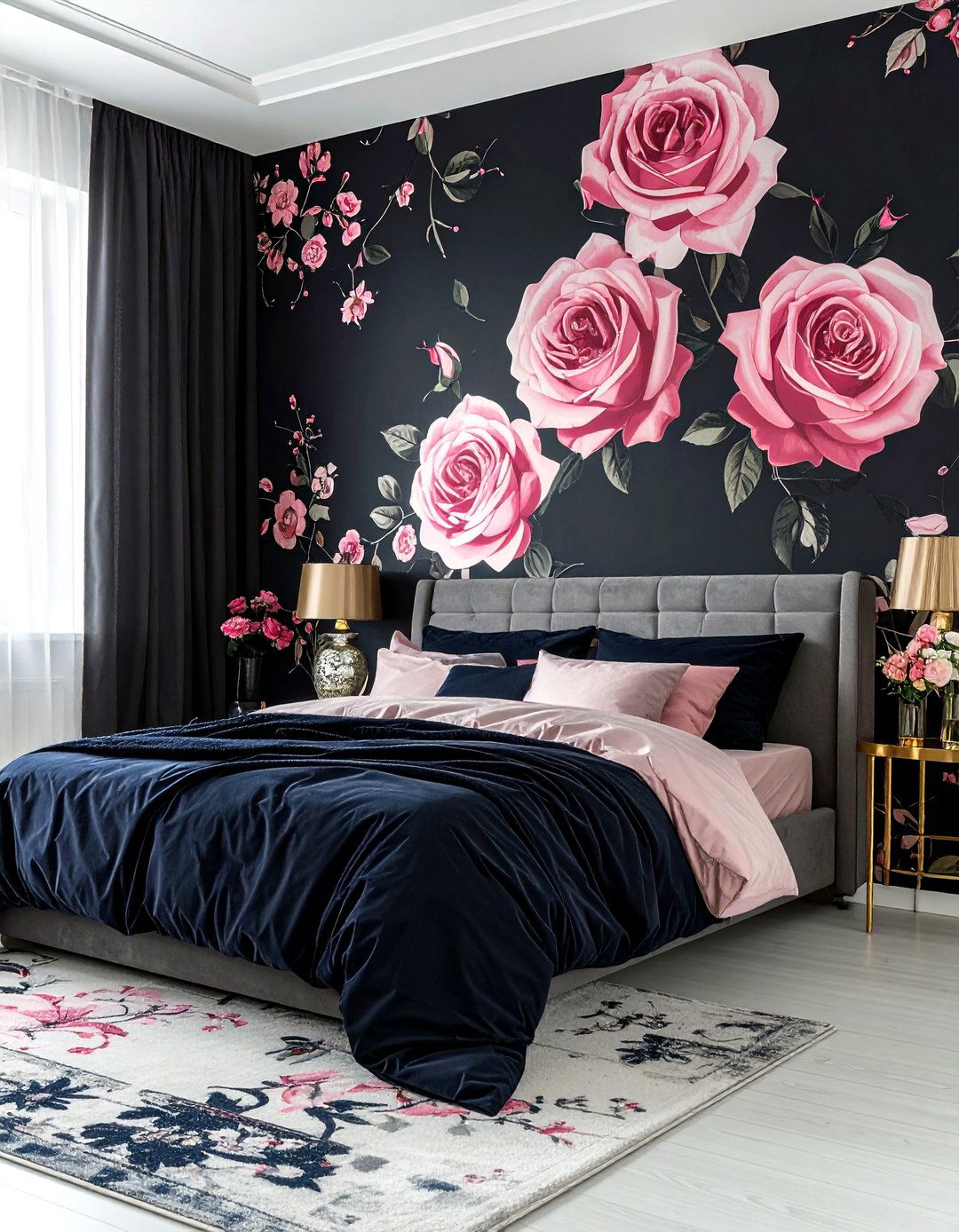 Moody Floral Theme Bedroom - 30 maximalist bedroom ideas