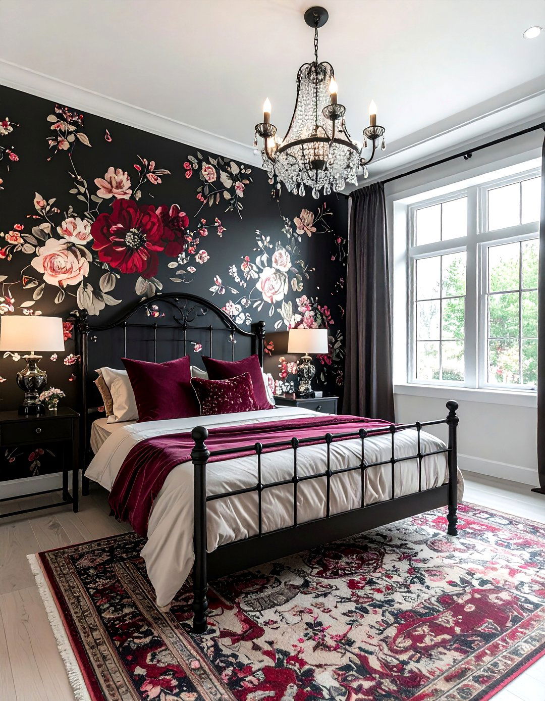 Moody Floral Wallpaper Bedroom - 30 moody bedroom ideas