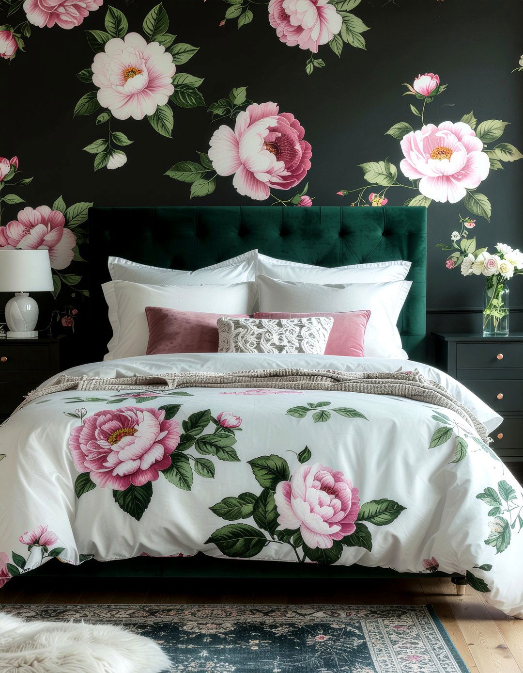 Moody Floral Wallpaper - 30 dark bedroom ideas