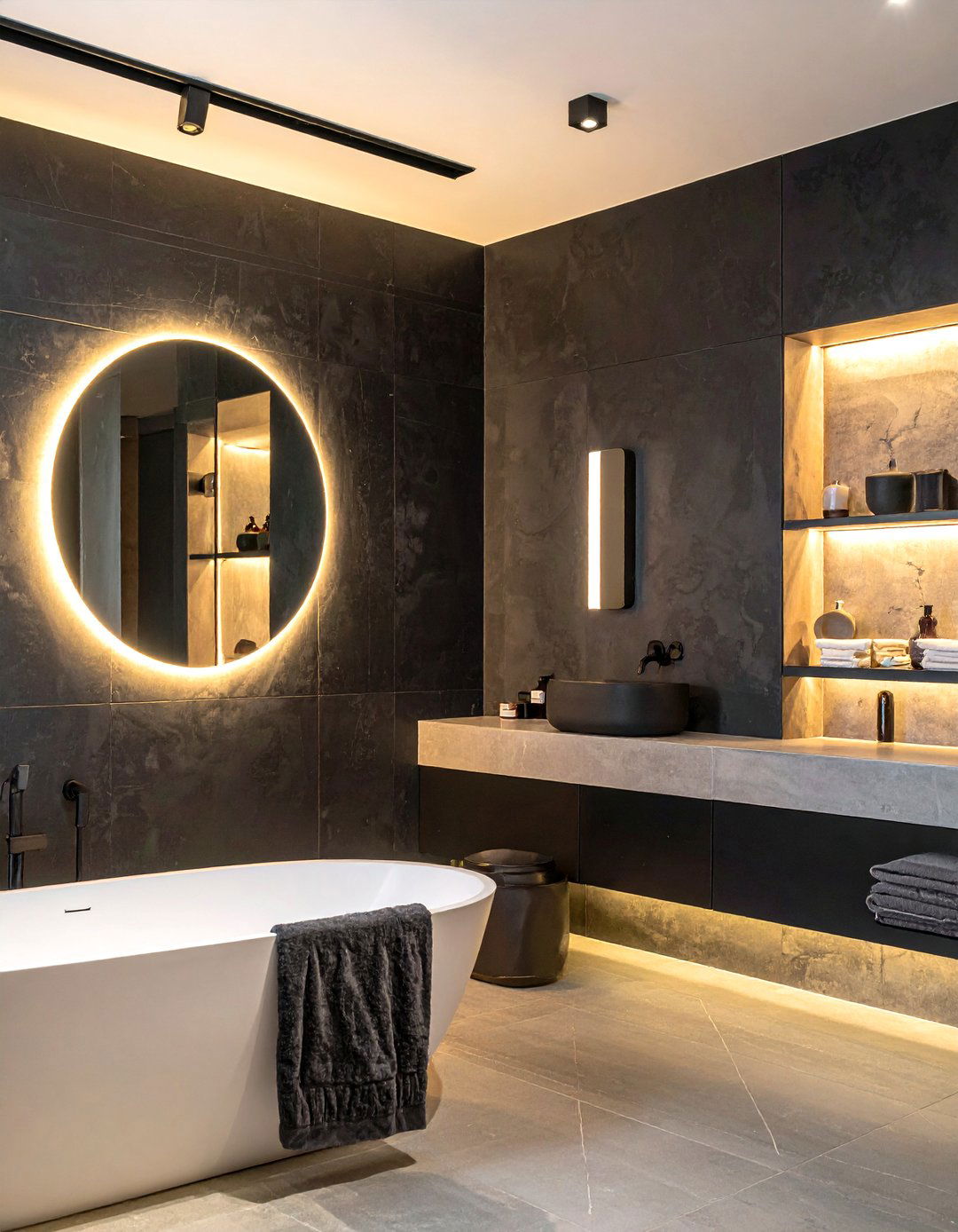Moody Lighting Bathroom - 30 dark bathroom ideas