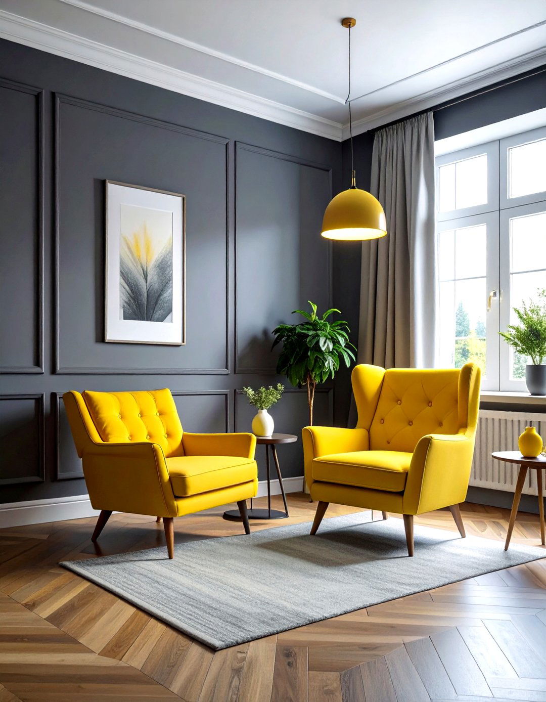 Moody gray and yellow living room - 30 gray and yellow living room ideas