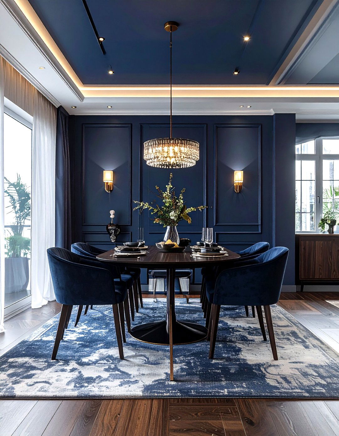Moody navy dining - 30 navy dining room decor ideas