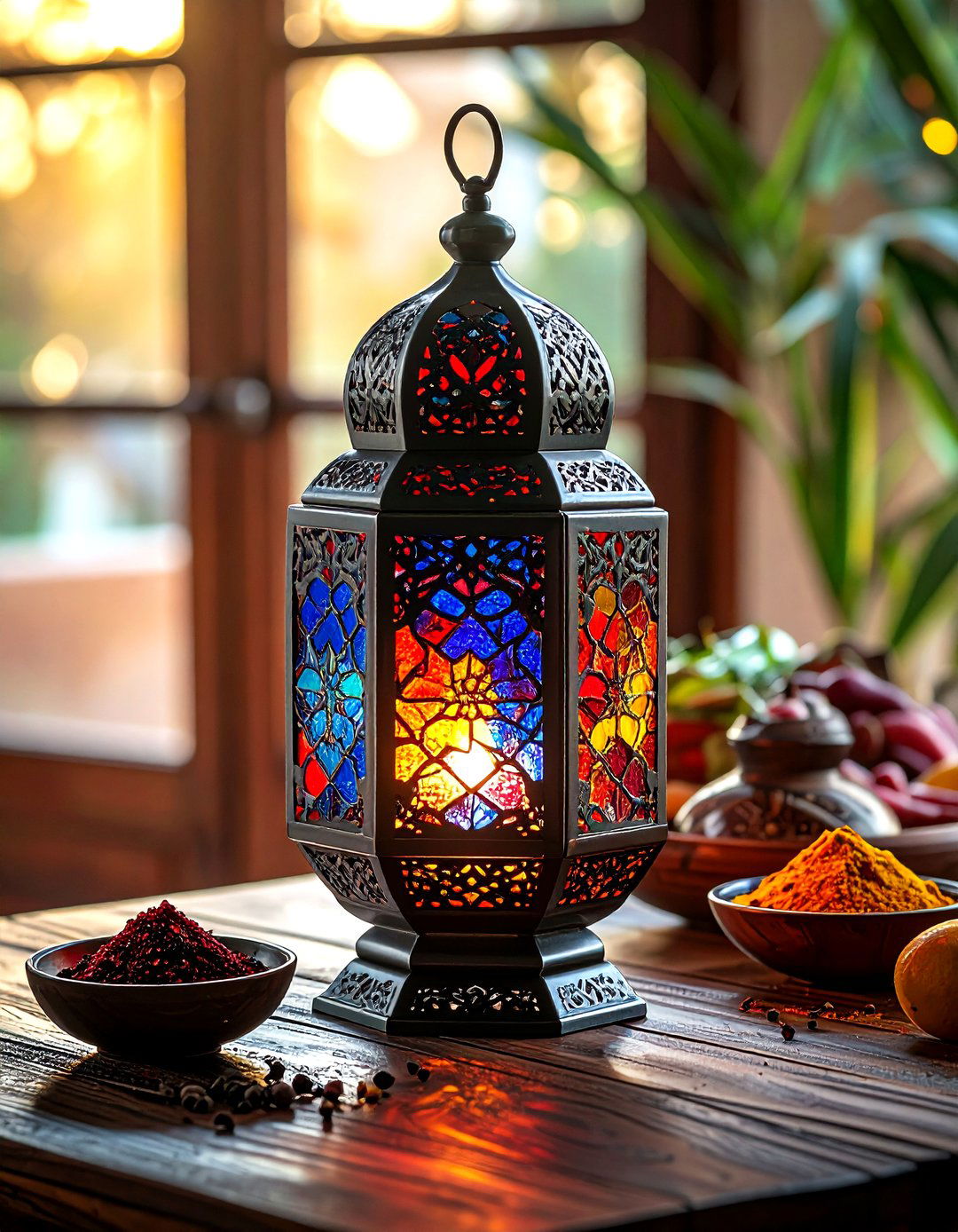 Moroccan Colorful Glass Lantern - 30 lantern centerpiece dining ideas