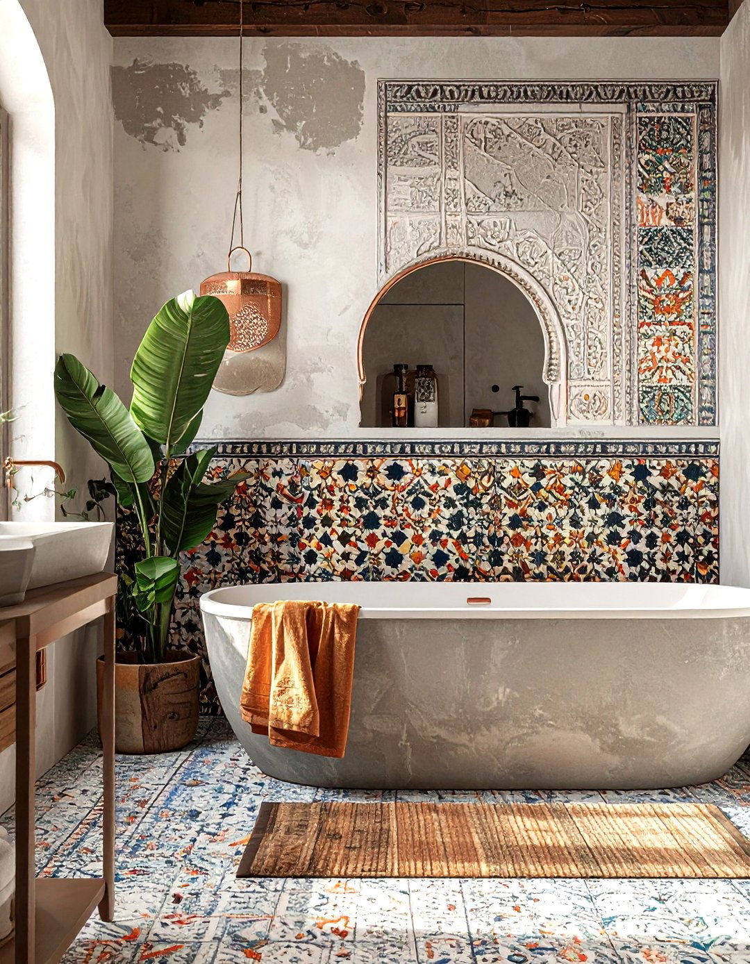 Moroccan Encaustic Tile - 30 feature wall tile bathroom ideas
