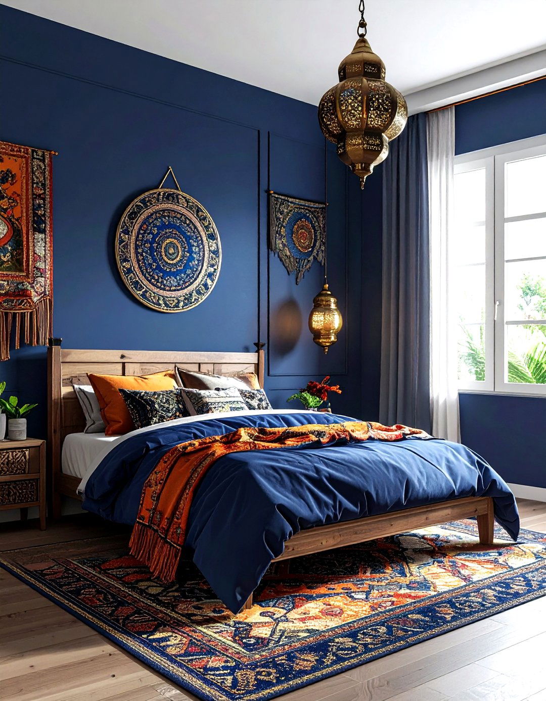 Moroccan Lantern Navy Bedroom - 30 bohemian navy bedroom ideas