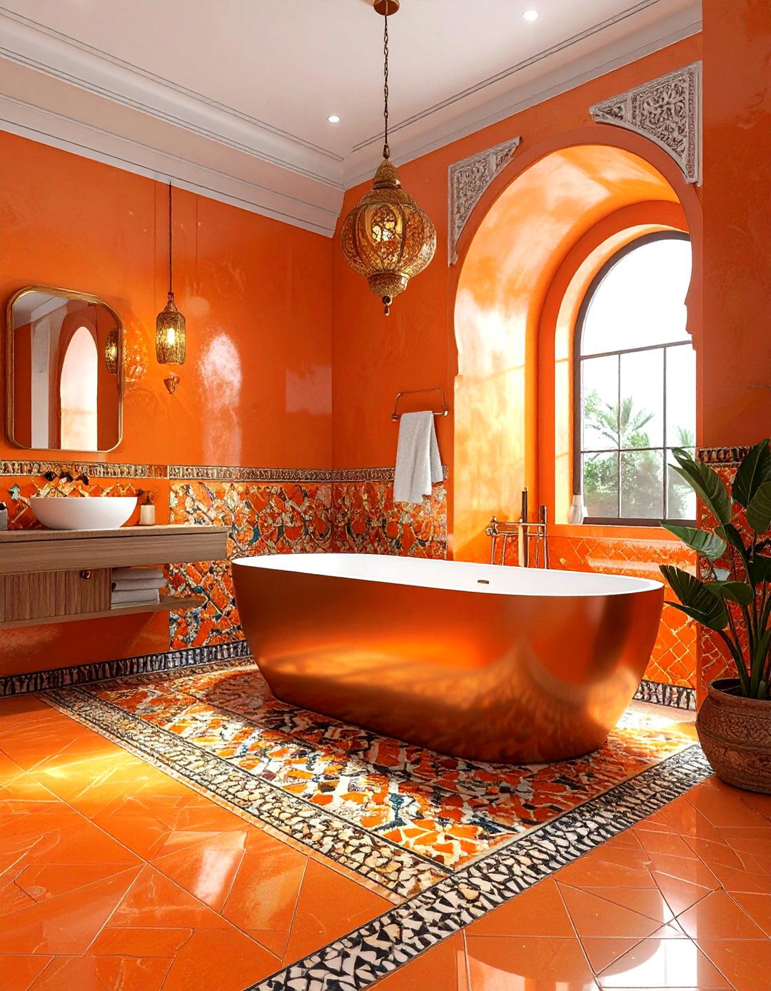 Moroccan Orange Zellige Bathroom - 30 orange bathroom ideas