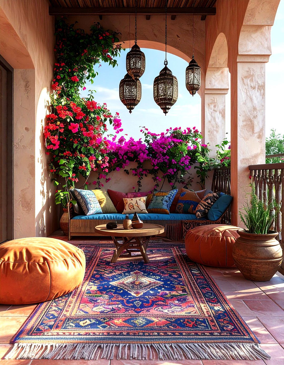 Moroccan Style Balcony - 30 Moroccan home decor ideas