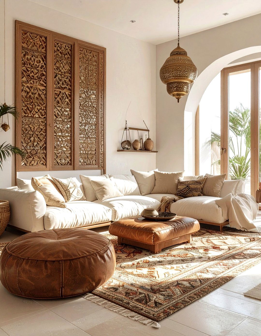 Moroccan Style Cream Living Room - 30 bohemian cream living room ideas