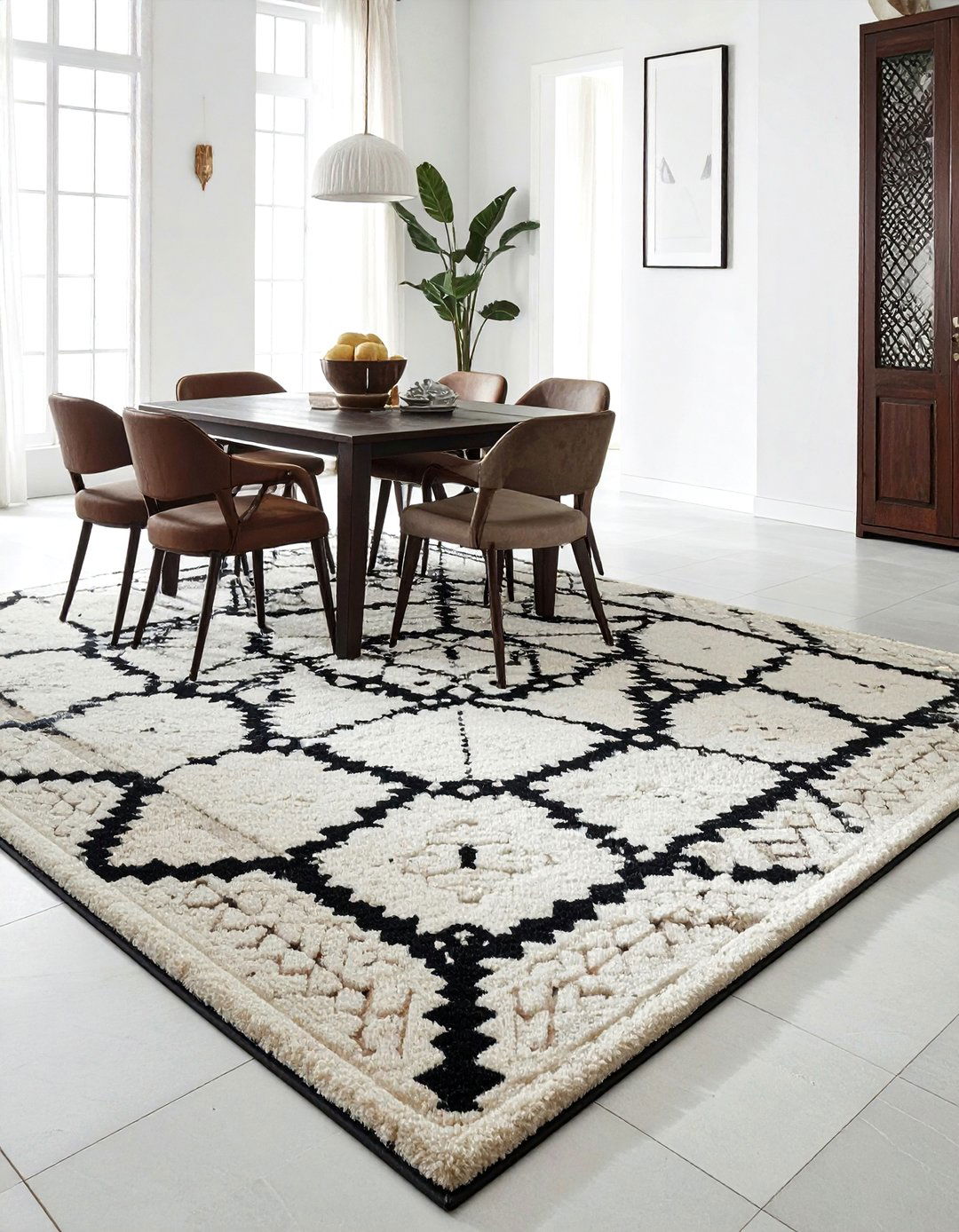 Moroccan Style Rug - 30 boho dining room ideas