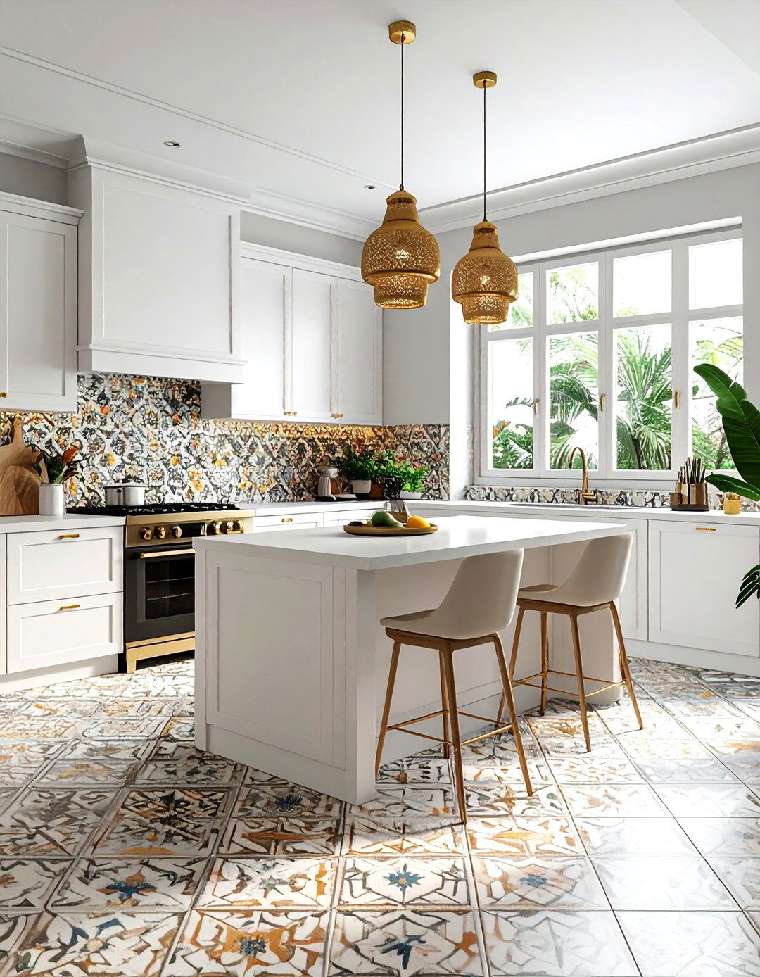 Moroccan Style Vinyl Tile - 30 vinyl floor kitchen ideas