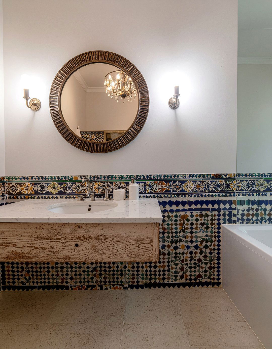 Moroccan Tile Border Detail - 30 Moroccan tile bathroom ideas