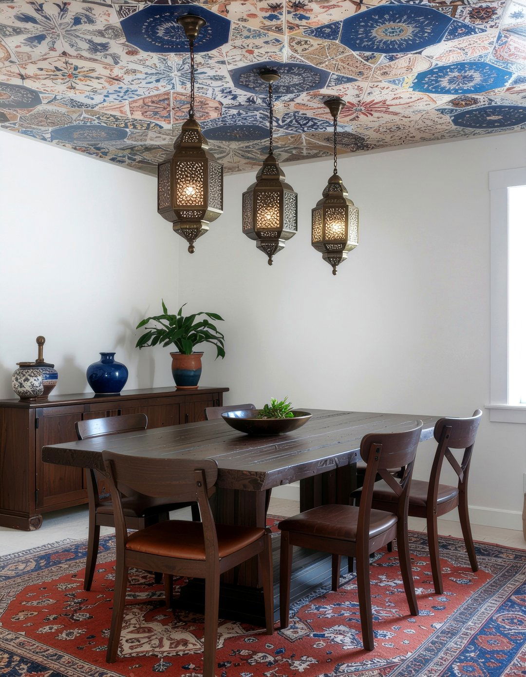 Moroccan Tile Ceiling Wallpaper Dining Room - 30 dining room wallpapered ceiling ideas
