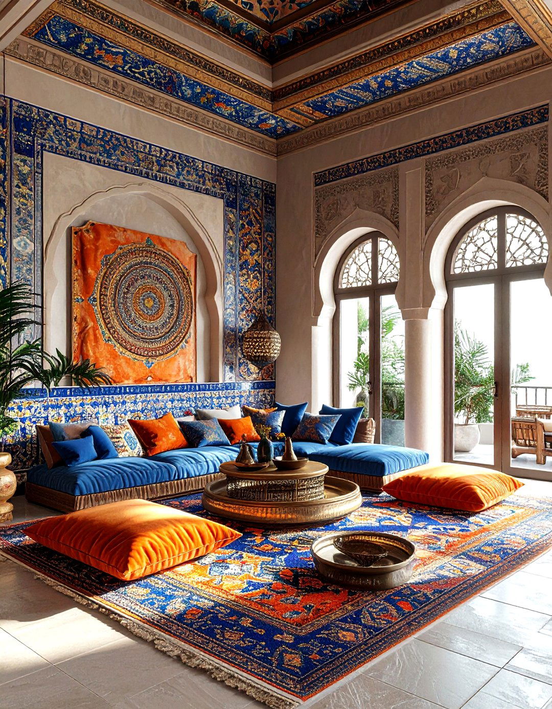 Moroccan Tile Ceiling - 30 living room wallpapered ceiling ideas