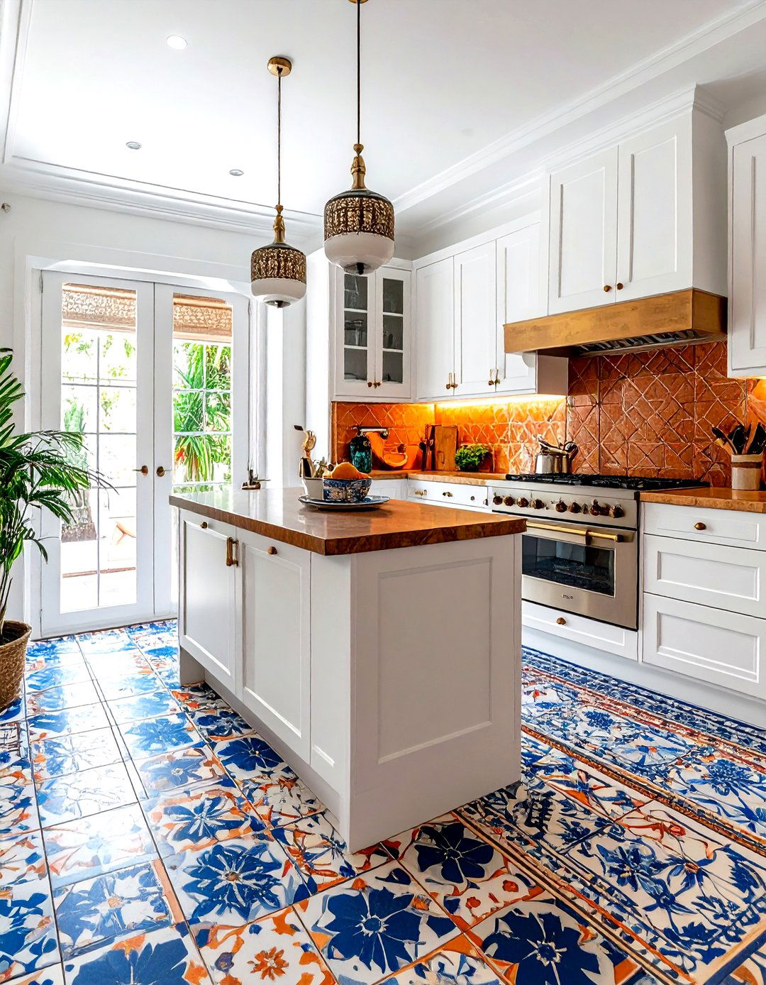 Moroccan kitchen floor tile - 30 kitchen pattern mixing ideas